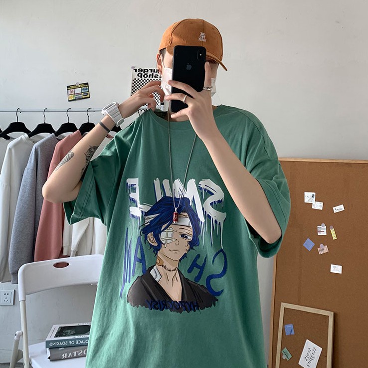 Áo nam tay ngắn in hình anime trẻ trung