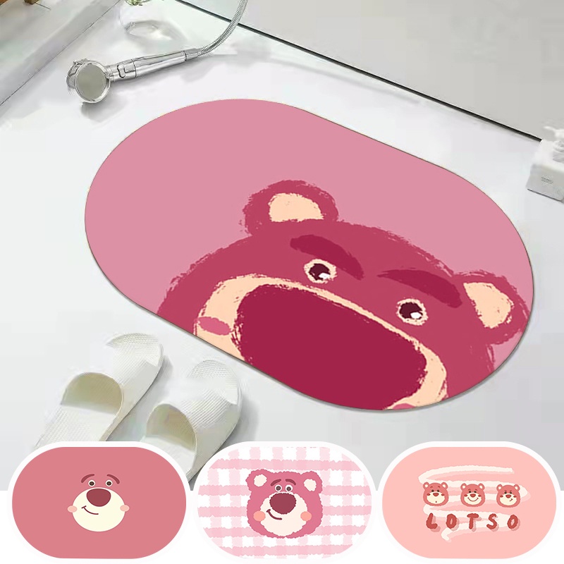 Thảm lót sàn Thấm Hút Nước Chống Trượt Hình Gấu Dâu Tây Đáng Yêu