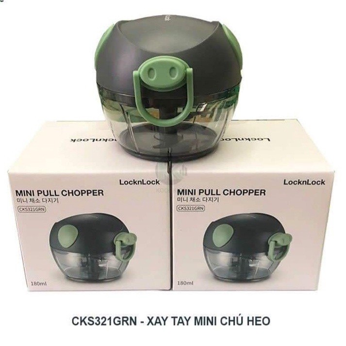 Dụng cụ xay tỏi, ớt cầm tay Lock&amp;Lock mini hình chú heo - CKS321 GRN