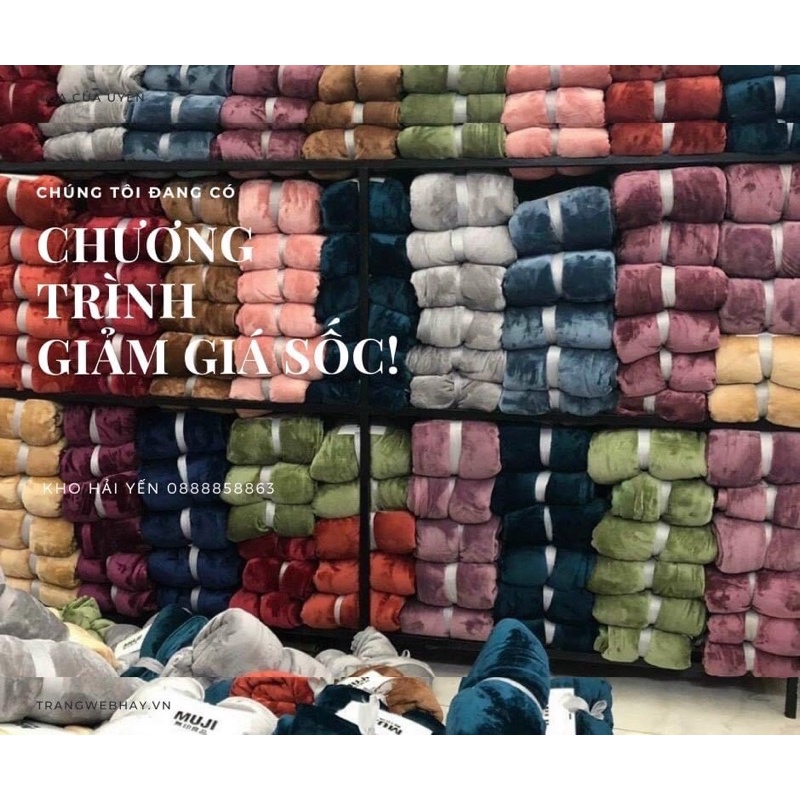 Chăn Muji lông tuyết Nhung hàng loại 1 kích thước 2mx2m3 nặng 1,7kg Siêu Mềm Mịn, chăn văn phòng