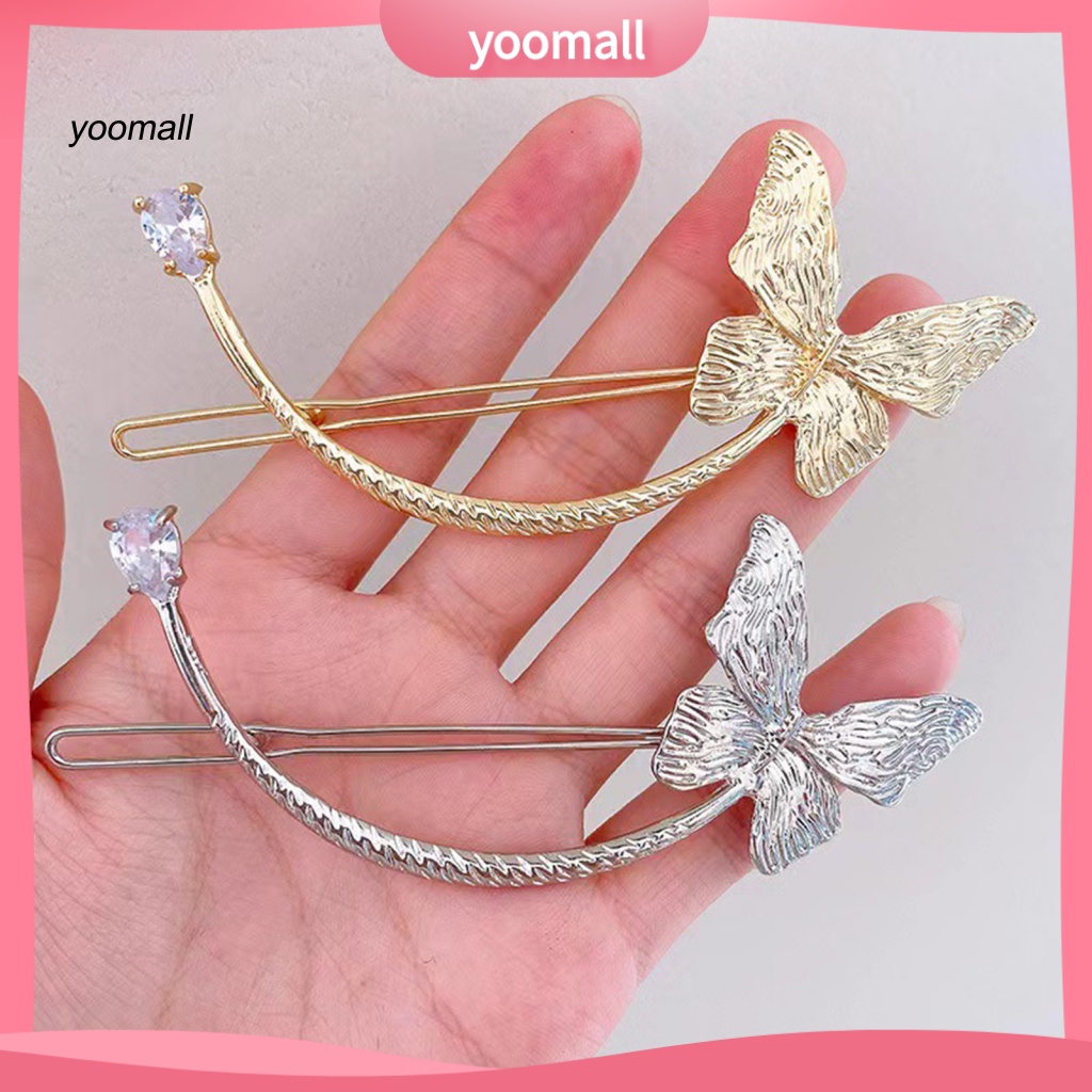 / Yo / Kẹp Tóc Hình Bướm Đính Đá Zircon Thanh Lịch Cho Nữ