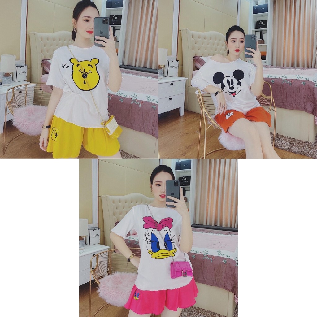 [HÀNG CHUẨN XỊN] Đồ bộ nữ Hoạt Hình HH01 quần đùi giả váy,from thụng chuẩn vải đanh mịn | BigBuy360 - bigbuy360.vn