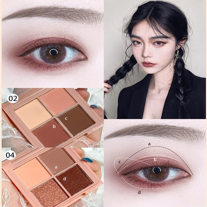 Bảng Phấn Mắt Coolbabie 4 Màu Tông Lì / Nhũ Ngọc Trai Trang Điểm Mặt