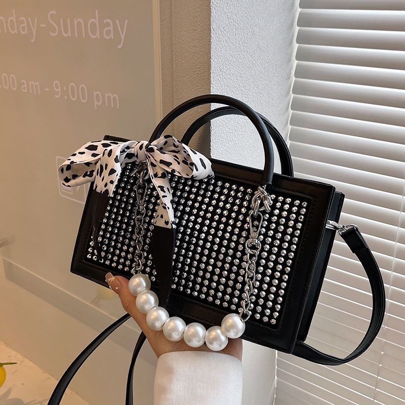 Túi Đeo Chéo Hình Vuông Nhỏ Đính Đá Lấp Lánh Thời Trang Cho Nữ