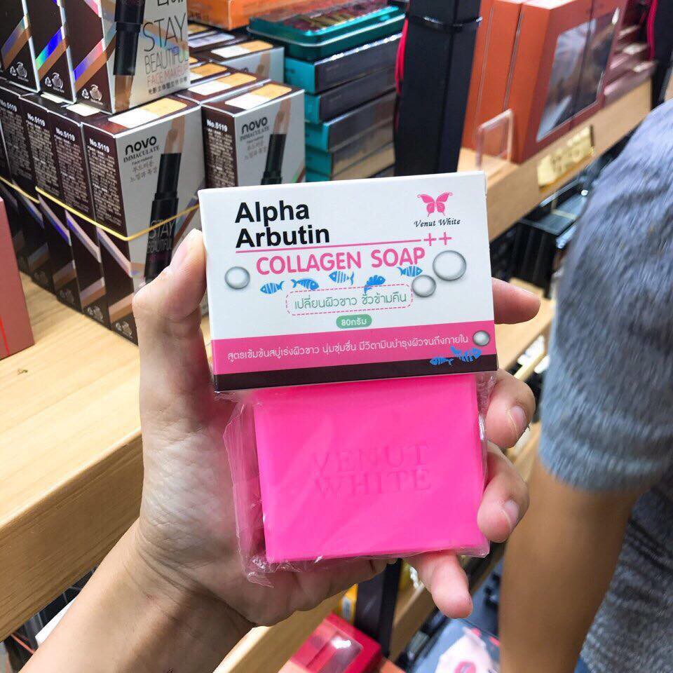 Xà phòng kích trắng Alpha Arbutin Collagen 150g Thái