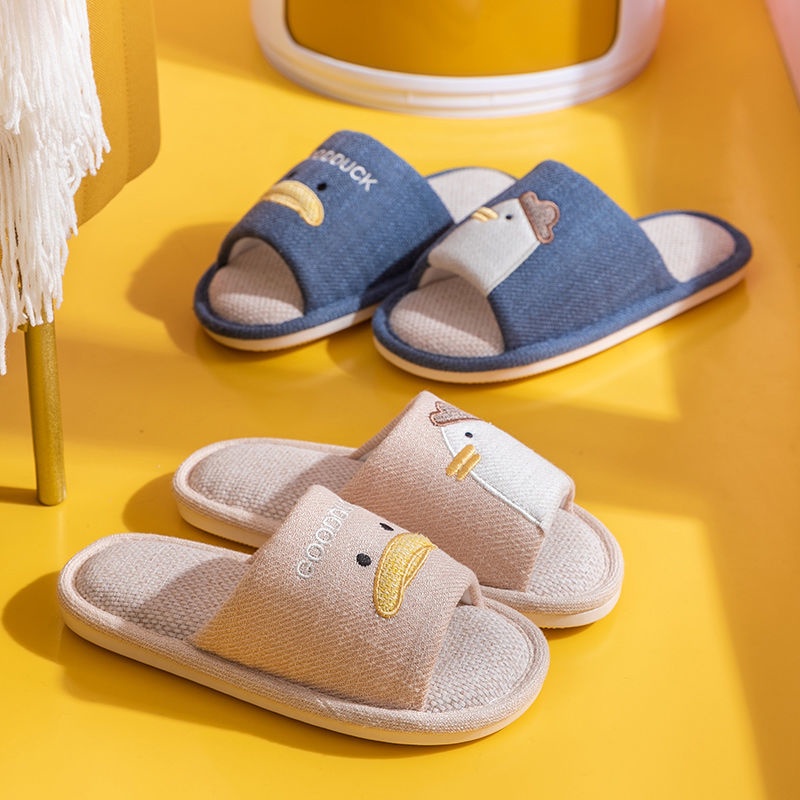 Dép đi trong nhà chất liệu cotton lanh chống trượt thời trang xuân hè cho cặp đôi