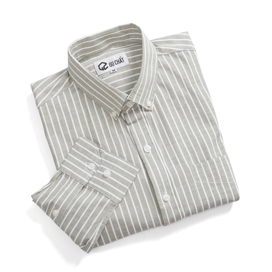 Áo Sơ Mi Nam Kẻ Sọc GU CHẤT Tay DàI, Chất Vải Cotton Cao Cấp, Mềm Mịn, Form Chuẩn - GUSM16