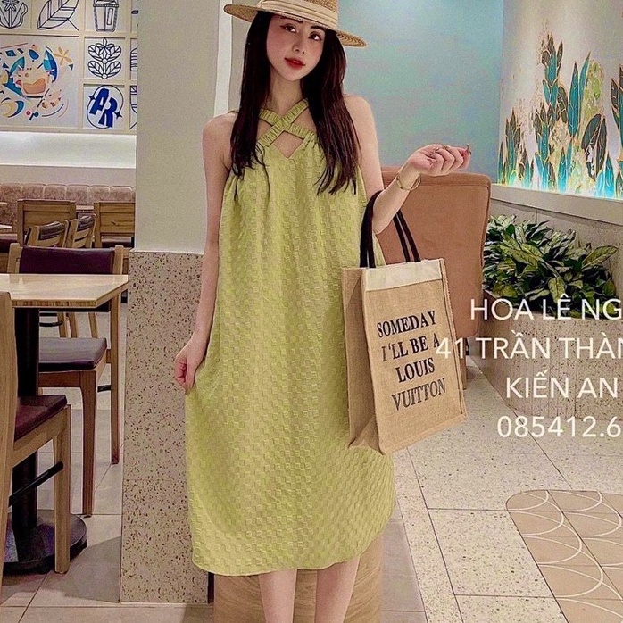 Đầm Maxi cổ yếm hở vai xịn thả dáng siêu xinh