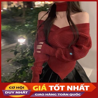 Áo Len Trễ Vai Cổ Khăn Rời Hàng Quảng Châu M0956-Violet