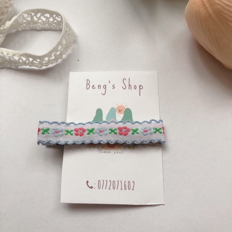 Kẹp tóc thêu hoa handmade🌷