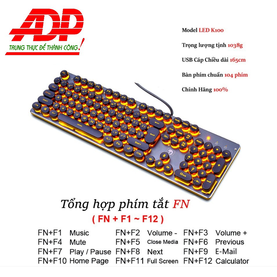 (RẺ VÔ ĐỊCH) Bàn Phím Chuyên Game K100 CAO CẤP Siêu đẹp,Siêu êm, SIÊU MƯỢT,sánh ngang bàn phím Cơ (Đèn Led nhiều chế độ) | BigBuy360 - bigbuy360.vn