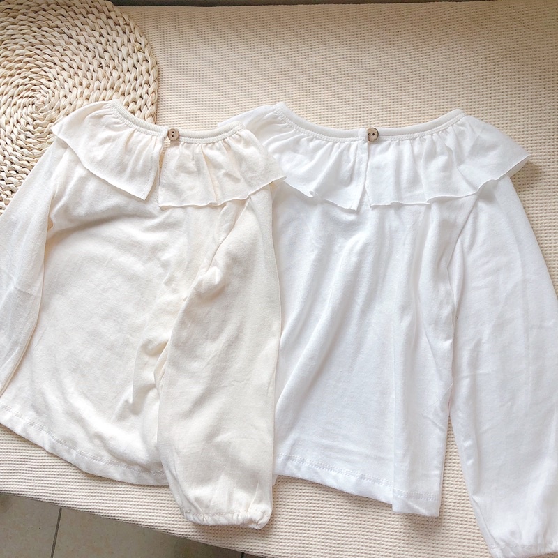 Áo dài tay cổ bèo chất liệu 100% cotton