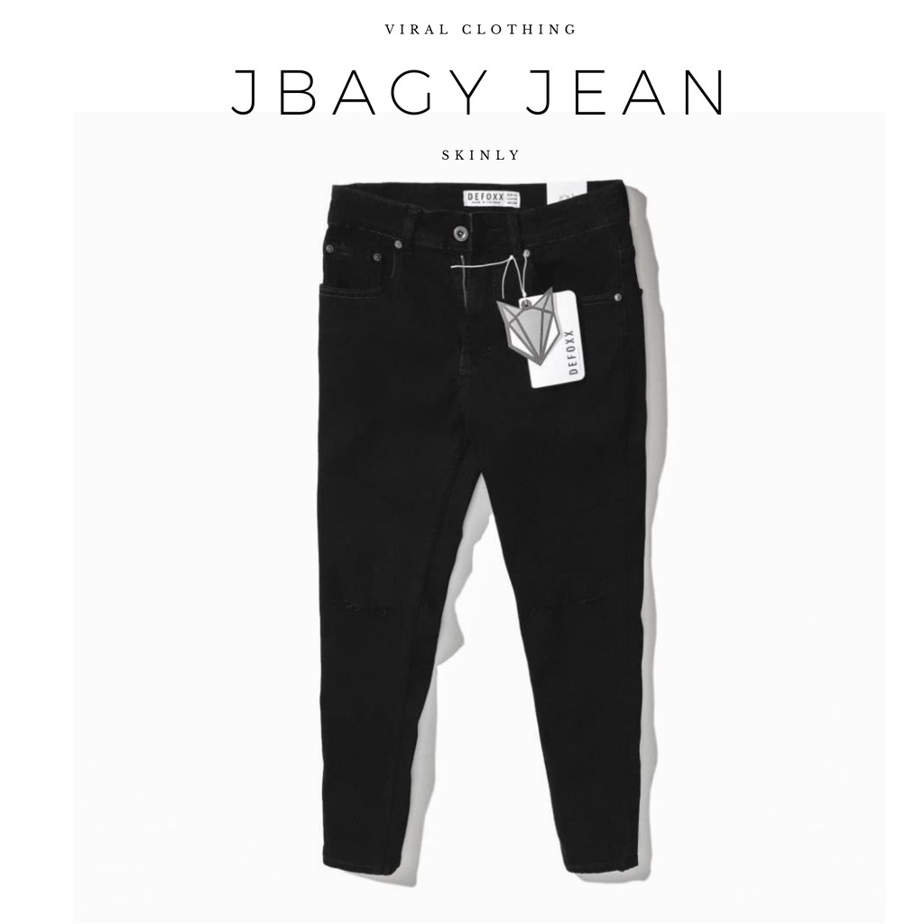 Quần jean nam đen rách gối dáng Skinny, quần bò đen trơn Classic thời trang JBAGY