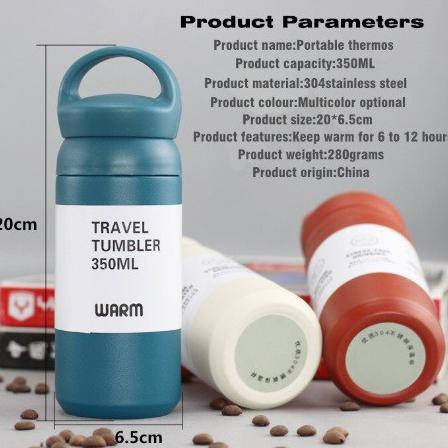 Prc Thermos Travel Hook / Mug Stainless Steel 350ml (H555)