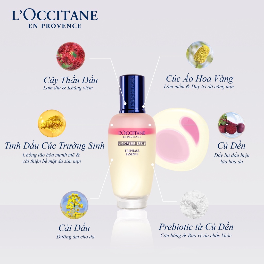 Nước Dưỡng Tái Sinh Quyền Năng L'Occitane Immortelle Reset Triphase Essence 50ml - 150ml