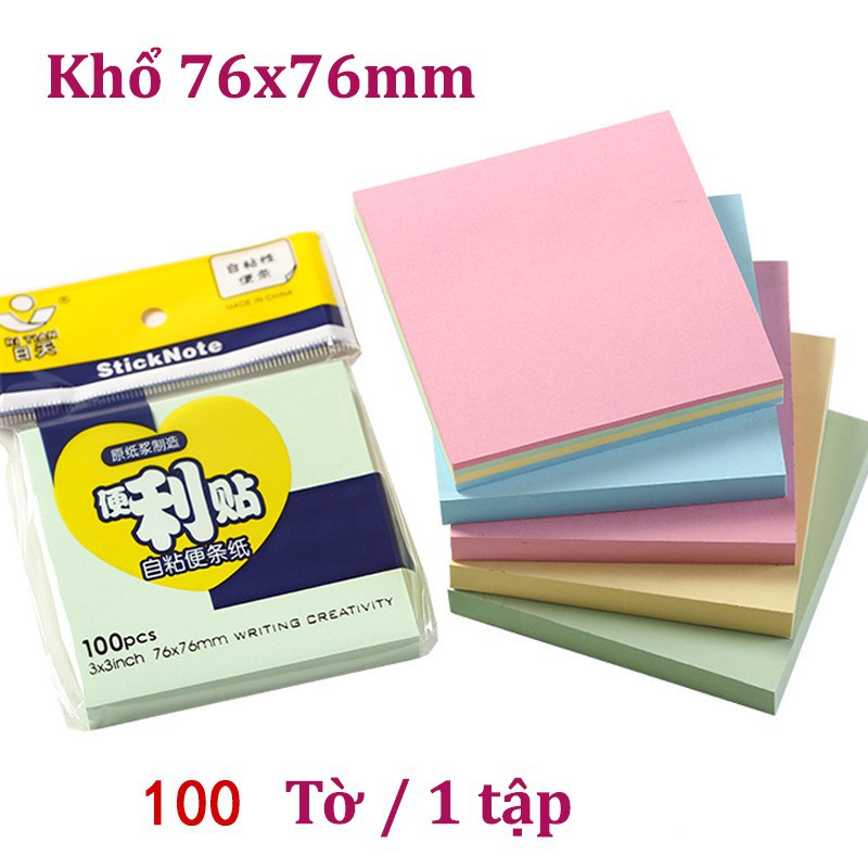 Giấy ghi nhớ Loại 100 tờ, giấy note học sinh 4 màu - QQ Books