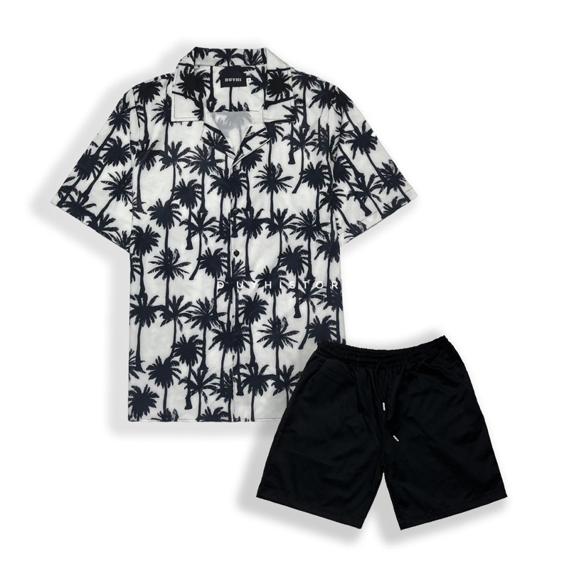 Áo sơ mi cộc tay Dừa Trắng / Áo sơ mi unisex nam nữ form rộng / Ảnh thật | BigBuy360 - bigbuy360.vn