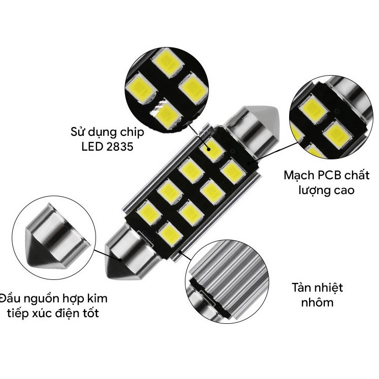 Bóng LED trần, đọc sách, cốp, chip 2835 festoon F2835-8 kích thước 31mm