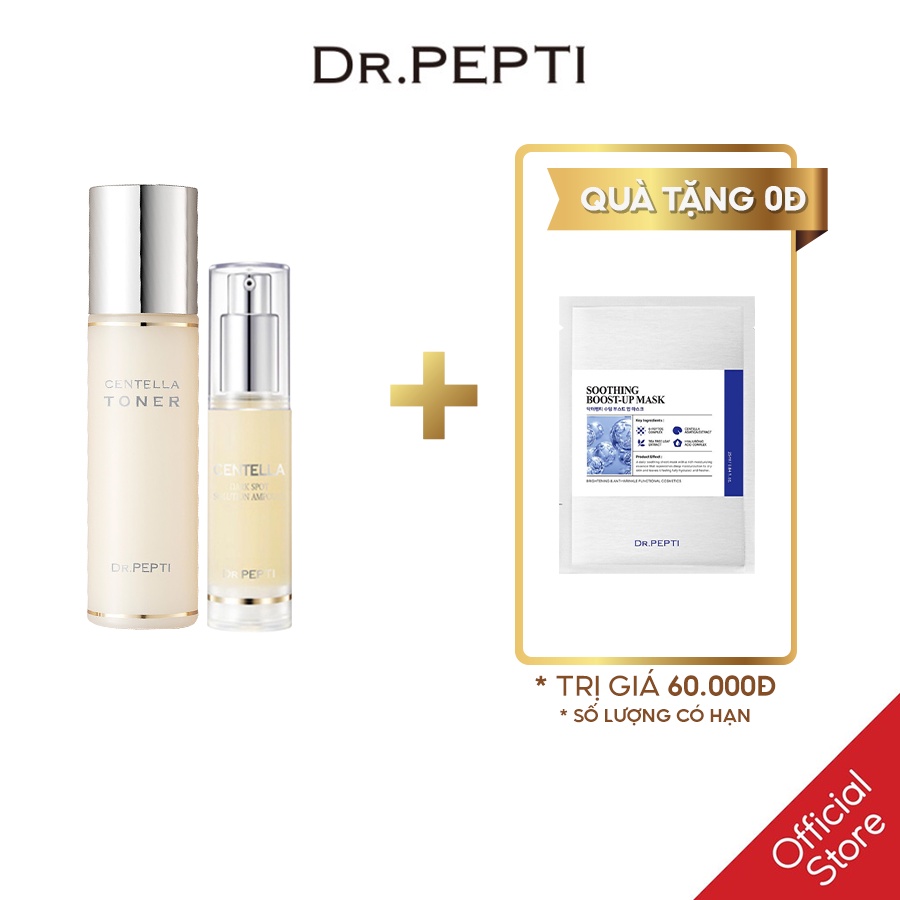 [Combo] Nước Hoa Hồng Dr.Pepti Centella Toner & Tinh chất dưỡng trắng Dr Pepti Centella Dark Spot Solution Ampoule