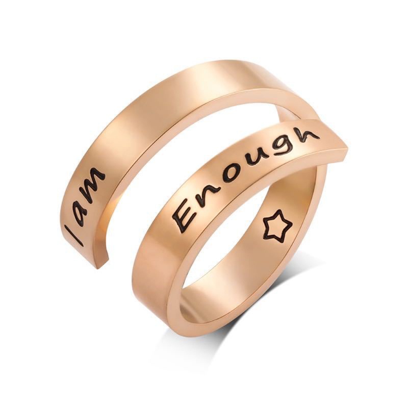 Nhẫn Trang Sức Khắc Chữ I am Enough Thời Trang