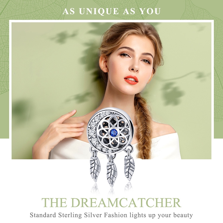 Hạt Xỏ BAMOER bằng bạc 925 Hình Mặt Trăng Và Dreamcatcher Dùng Làm Vòng Tay DIY