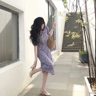 Váy tím thắt đai