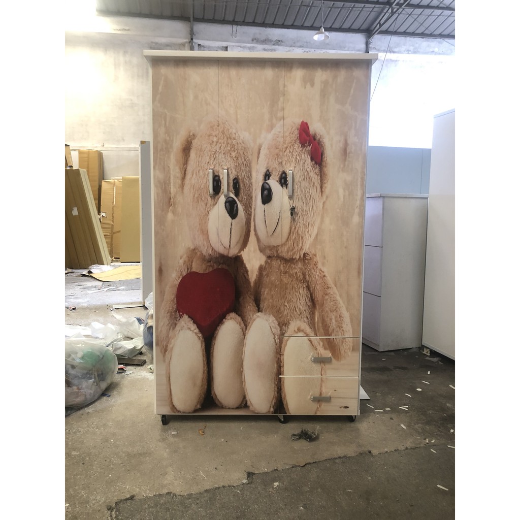 Tủ nhựa 3 cánh 2 ngăn kéo ngang 1m24 cao 1m85 sâu 47cm TN302 có in hình theo yêu cầu | BigBuy360 - bigbuy360.vn