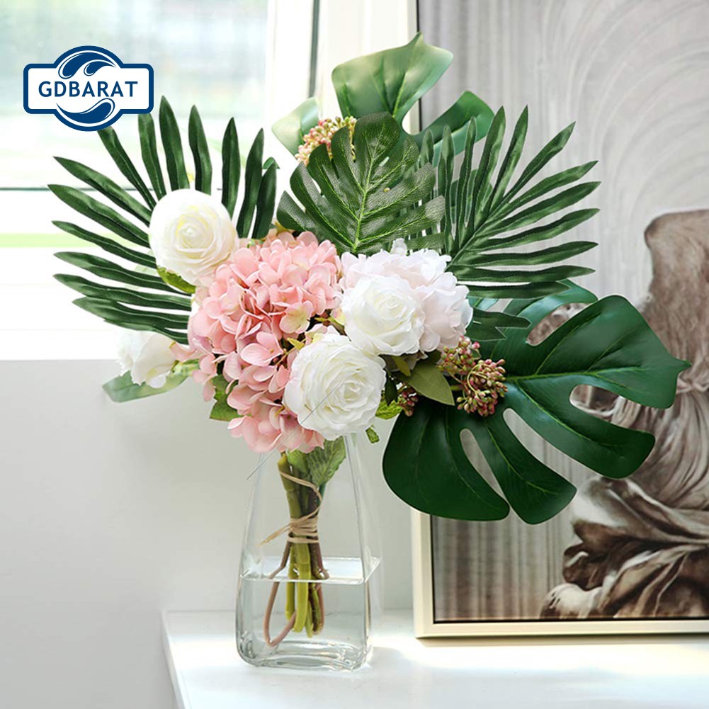 GD 24Pcs Indoor Tropical Leaves Plant Decor Artificial