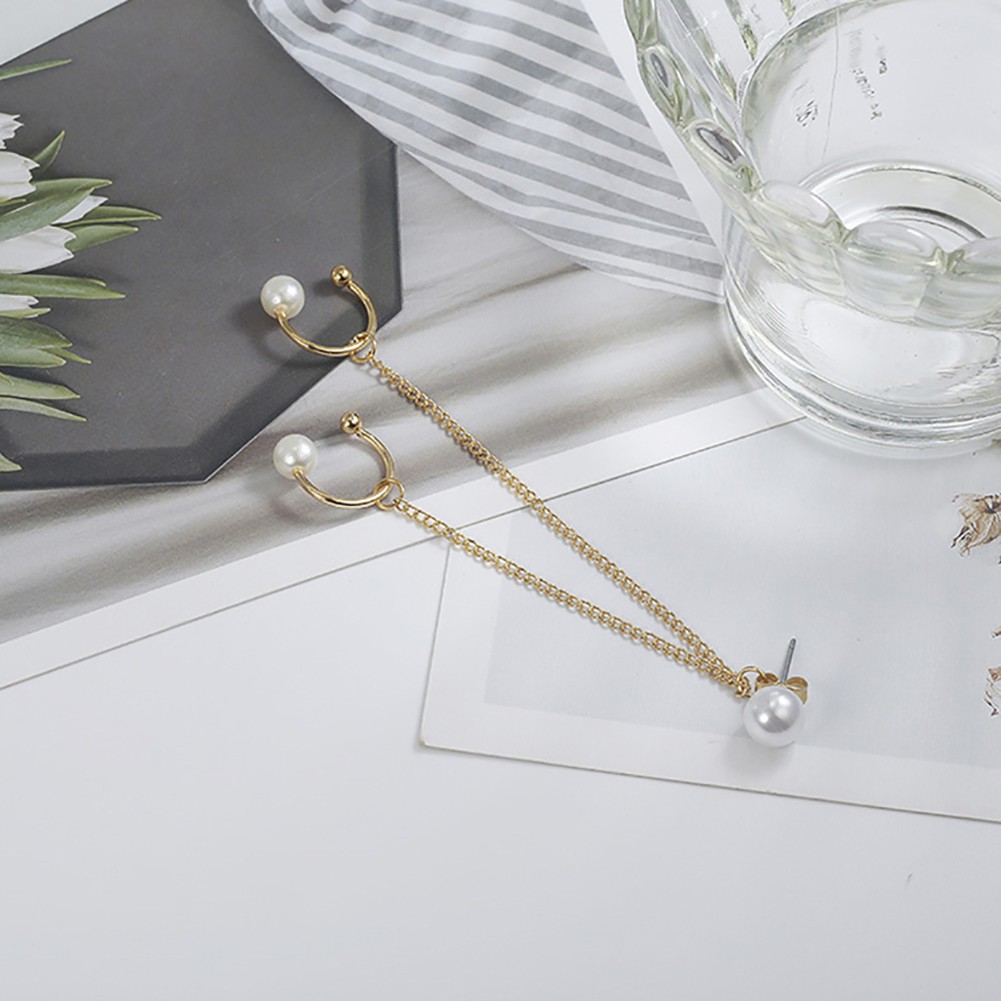 1 Khuyên Vành Tai Đính Ngọc Trai Nhân Tạo Thời Trang Dành Cho Nữ