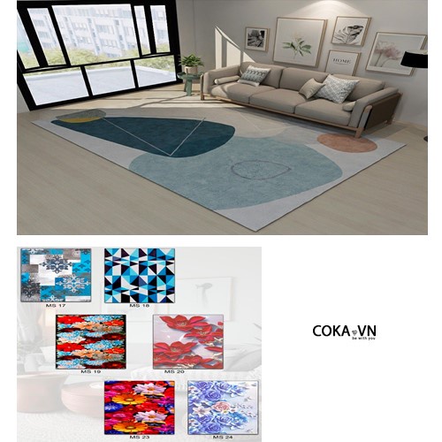 Thảm chân giường, thảm sofa, thảm trải nền nhà mặt lì Bali in 3D cao cấp, nhiều hoa văn- TSLIN3D