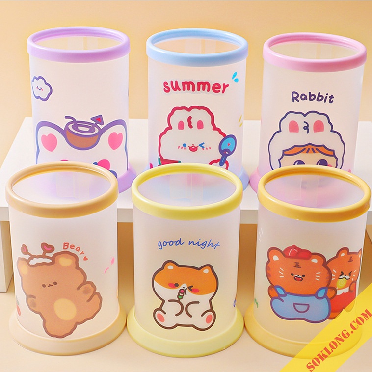 Ống cắm bút hình trụ cute K64 hộp đựng bút hình tròn dễ thương có thể lắp ghép SỔ KLONG