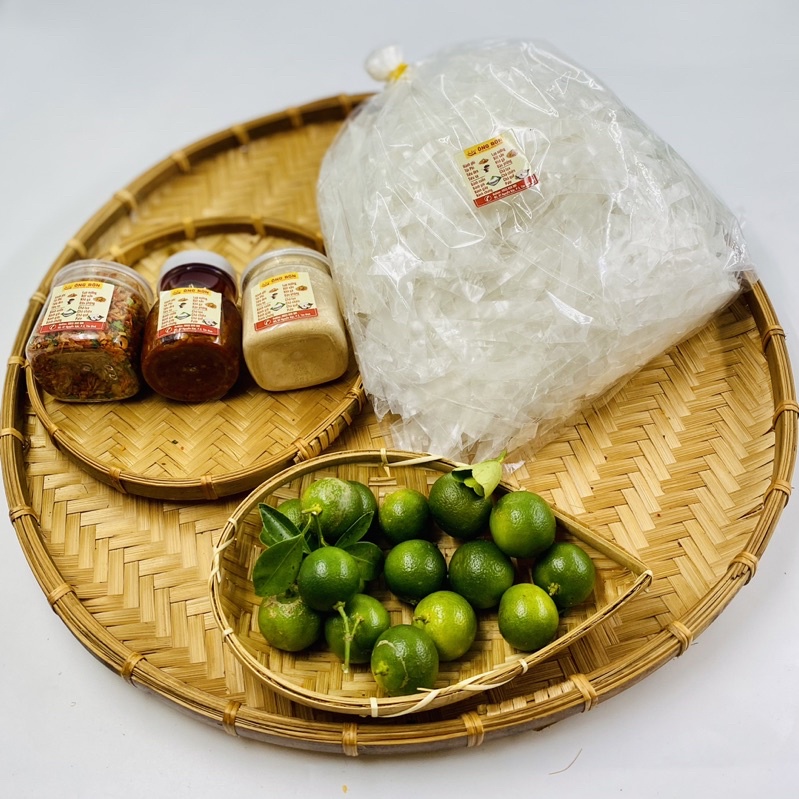Combo Bánh Tráng Cắt 250g Loại A - Sa tế, Muối Tôm, Muối Tôm Hành Phi(Tặng Tắc)