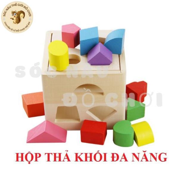 Đồ chơi giáo dục hộp thả hình khối gỗ giúp bé phát triển tư duy, sáng tạo Đồ chơi gỗ an toàn - Sóc nâu thế giới đồ chơi