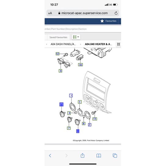 Núm chỉnh quạt gió điều hoà, hướng gió Ford Escape 01-07/ EC1361195A