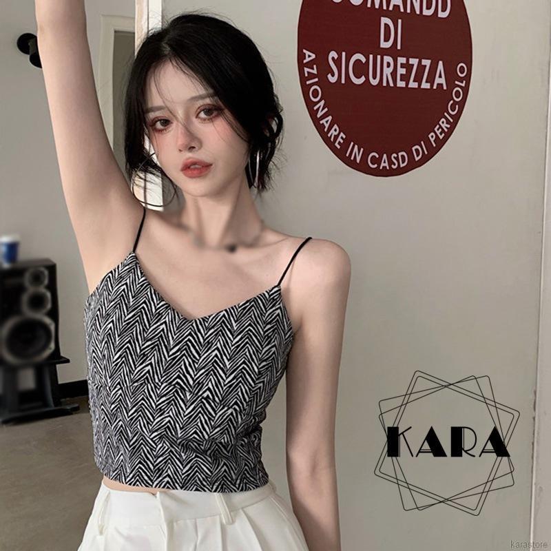 Áo Len Hai Dây Cổ Chữ V Form Ôm Họa Tiết Kẻ Sọc