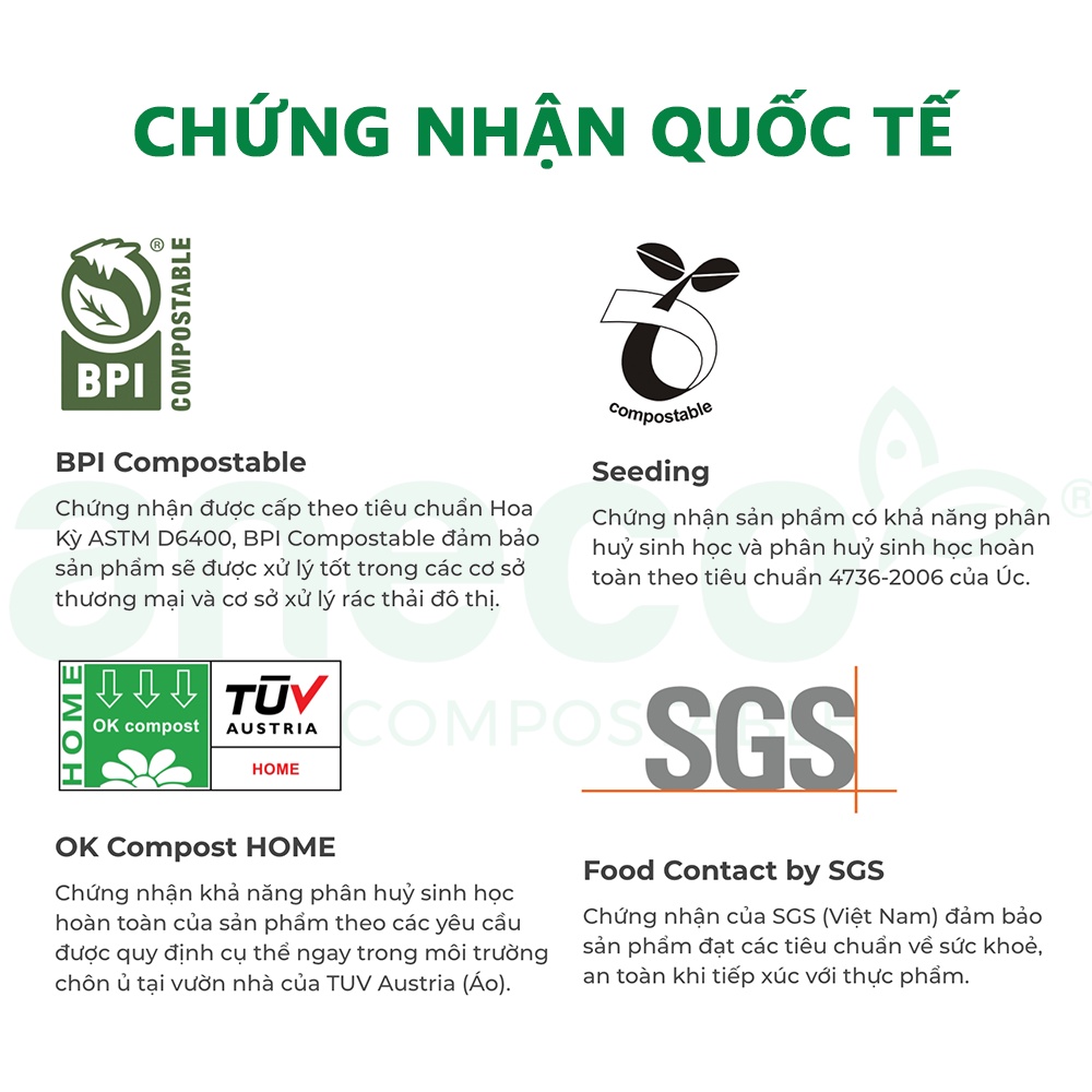 Túi shopping có quai ANECO phân hủy sinh học hoàn toàn - Không nhựa 100% - Bảo vệ môi trường (1kg)