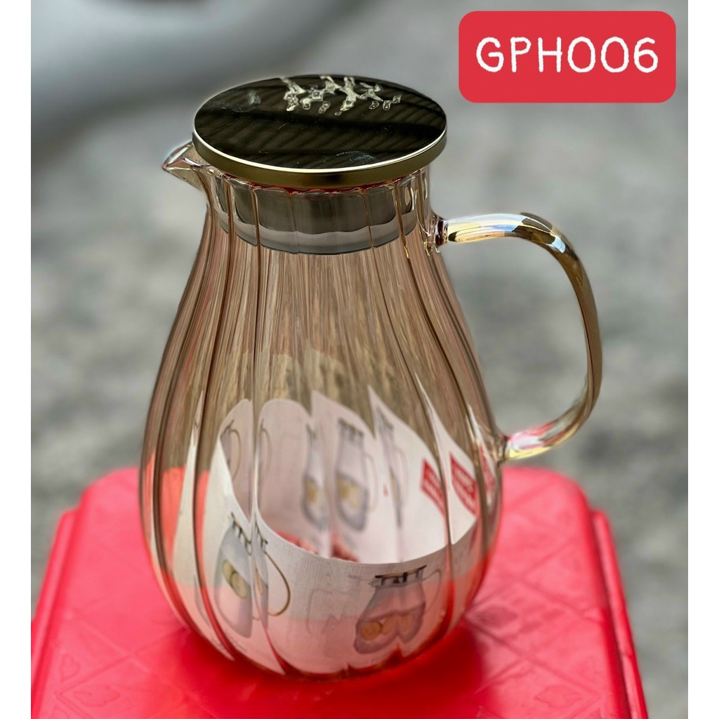 [ Sỉ lẻ ] [ giá tận xưởng] Bình Đựng Nước 1.9Lít Thủy Tinh Chịu Nhiệt, Bình Thủy Tinh Chịu Nhiệt Màu Vàng