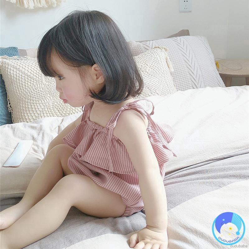 Quần yếm liền áo hai dây màu trơn kèm băng đô thời trang dễ thương cho bé gái