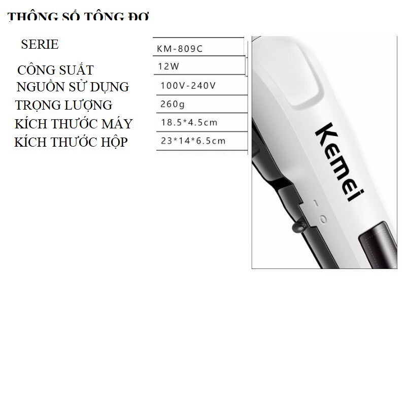 Tông đơ cắt tóc chuyên nghiệp không dây chuyên nghiệp KEMEI KM- 809A, Tăng đơ cắt tóc cầm tay cao cấp gia đình.