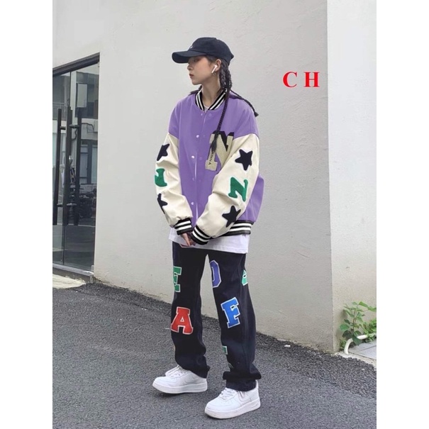 Áo Bomber Nam Nữ N Tay SAO☘️ Chất nỉ cotton tàu dầy đẹp mịn ko xùKhoác nam nữ Unisex thu đôngJacket bóng chày thu đông