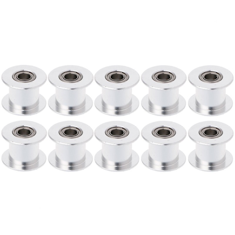 10Pcs GT2 Aluminium Timing Pulley 20 Tooth Bore 5mm For Width 10mm-Without teeth