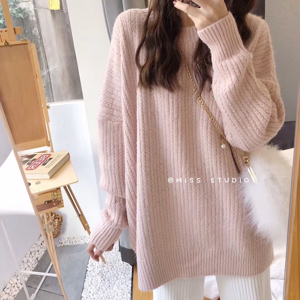 Áo Sweater Dệt Kim Cổ Tròn Phong Cách Hàn Quốc