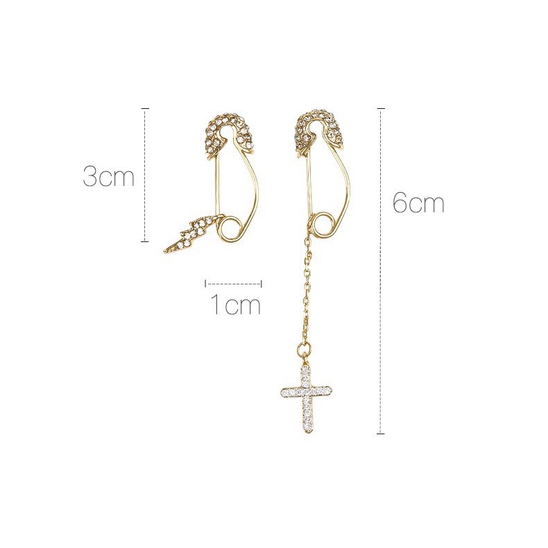 Bông Tai Nữ Hợp Kim Cao Cấp ERASHOP 074890 - Kim Băng Kèm Mặt Đính Đá Siêu Cá Tính, Cool Ngầu, Phù Hợp Đi Tiệc, Đi Chơi