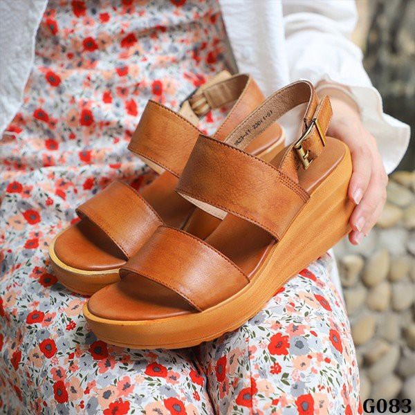 G083 - ENDA KISUHI Giày Sandal Handmade Quai Ngang Khí Chất