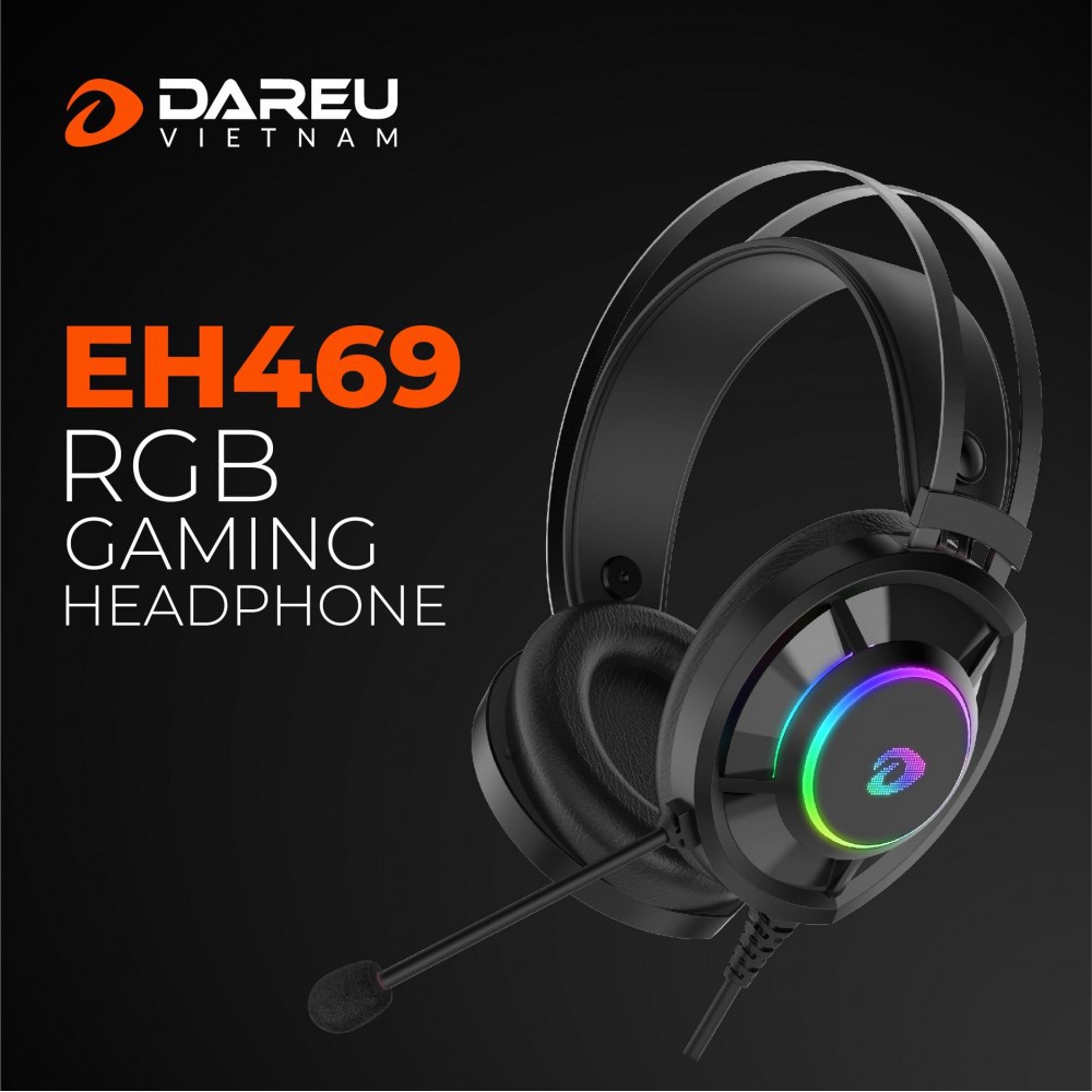 Tai nghe Gaming Dareu EH469 Black 7.1 RGB Led - Chính hãng Mai Hoàng