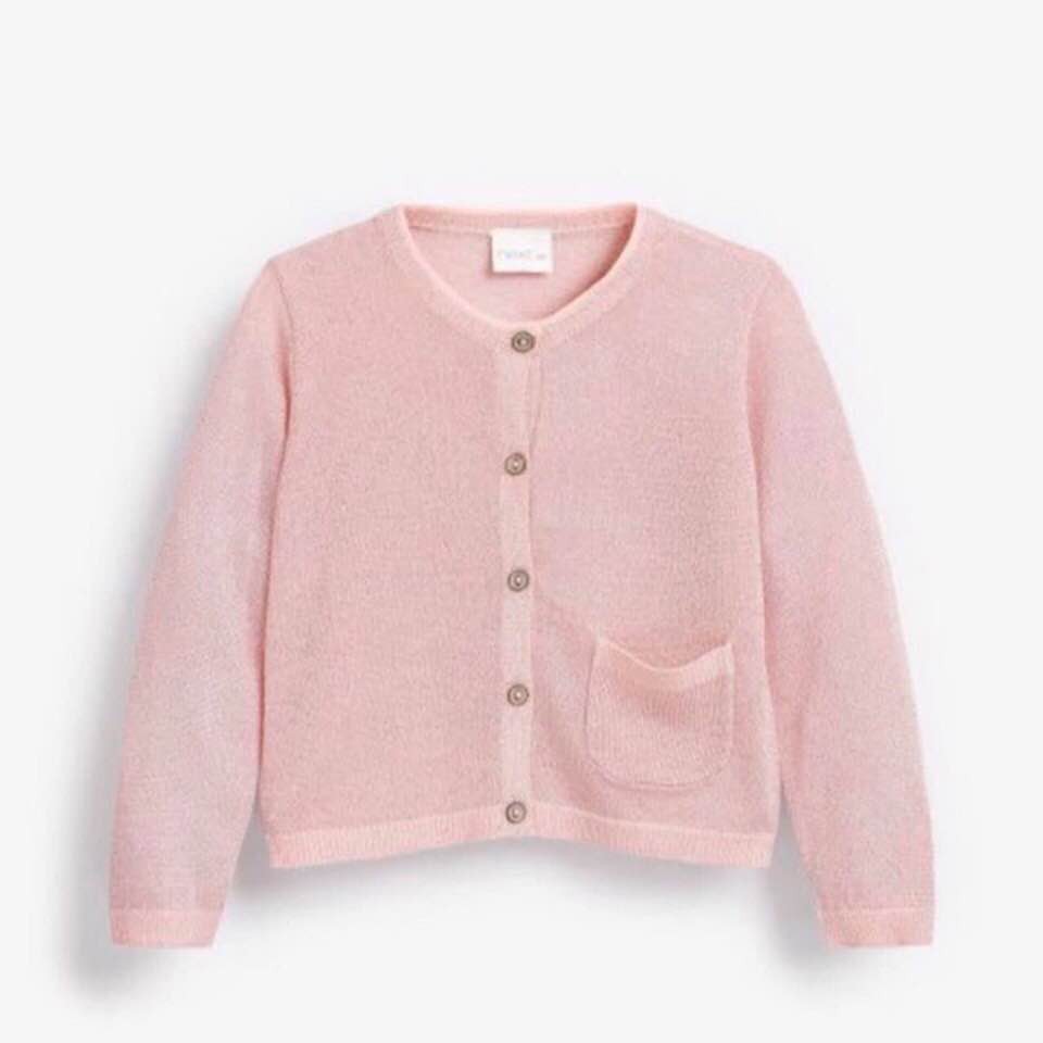Cardigan hồng ánh kim tuyến siêu mỏng nếch auth size 12-18m form nhỏ