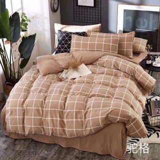 Bộ đũi kẻ vuông full color set chăn ga gối đũi 4 món hàn quốc