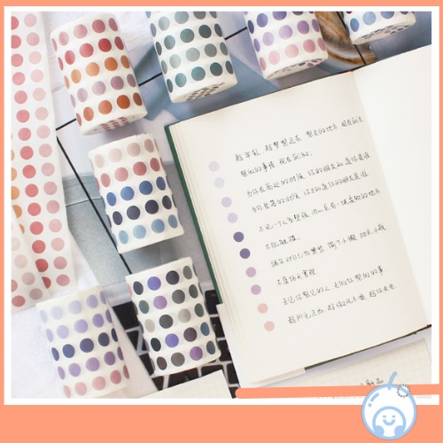 Cuộn Miếng Dán Sticker Washi Chấm tròn  Basic Trang Trí Bullet Journal, Nhật Ký, DIY Sổ Vở , Dán Postcard trang trí