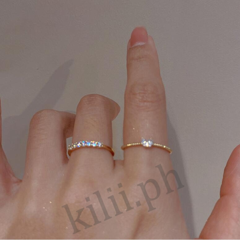 Nhẫn kilii Mặt Trái Tim Đính Đá Pha Lê 2 Trong 1