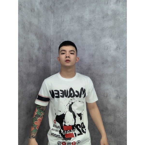 Áo Phông Nam MC Queen in hoạ tiết, chất thun cotton 4 chiều dày dặn